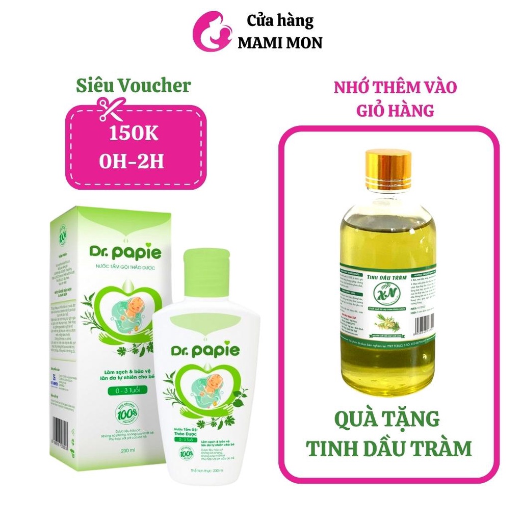 Nước lá tắm gội thảo dược an toàn cho bé sơ sinh Dr.papie Shop Mami Mon
