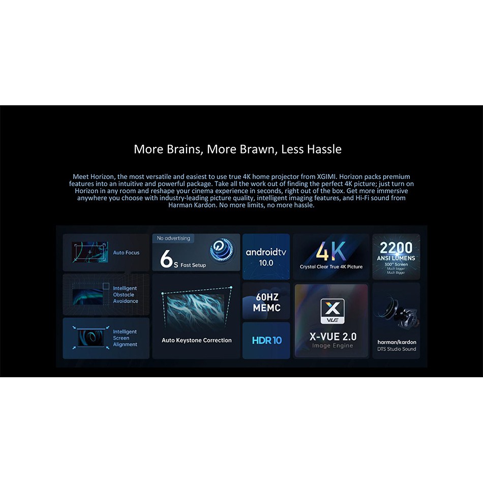 Máy chiếu thông minh XGIMI Horizon Pro  Andorid TV10, 4K HDR10, Loa Harman Kardon hỗ trợ  DTS