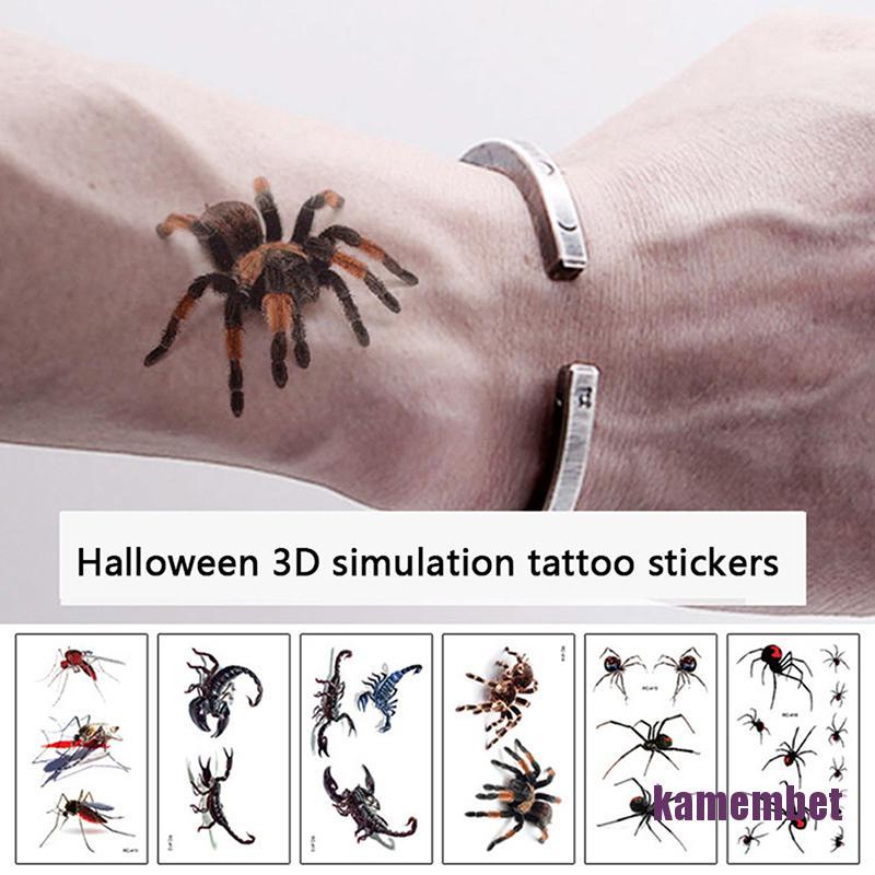 Hình Xăm Dán 3d Hình Nhện Bọ Cạp Phong Cách Halloween