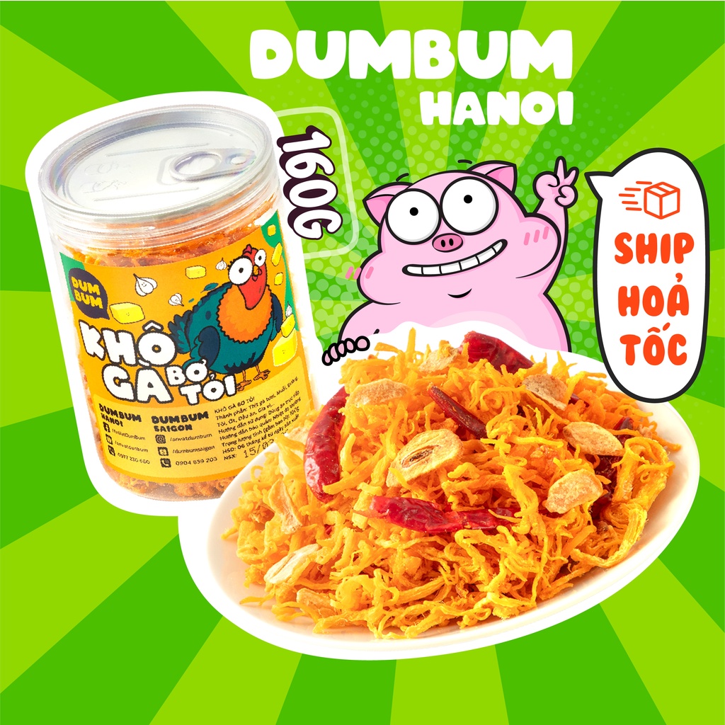 Khô gà bơ tỏi 160g DumBum đồ ăn vặt Hà Nội