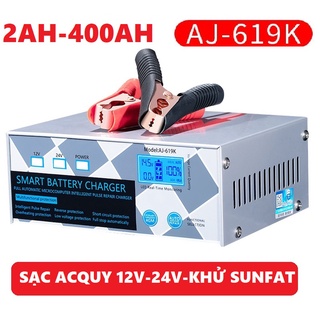 MÁY SẠC BÌNH ACQUY 12V 24V 400AH AJ-619K CÓ KHỬ SUNFAT-TIẾNG ANH