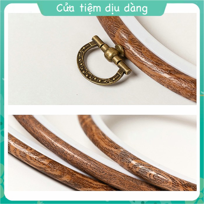 Khung thêu nhựa giả gỗ hình tròn nhiều kích cỡ