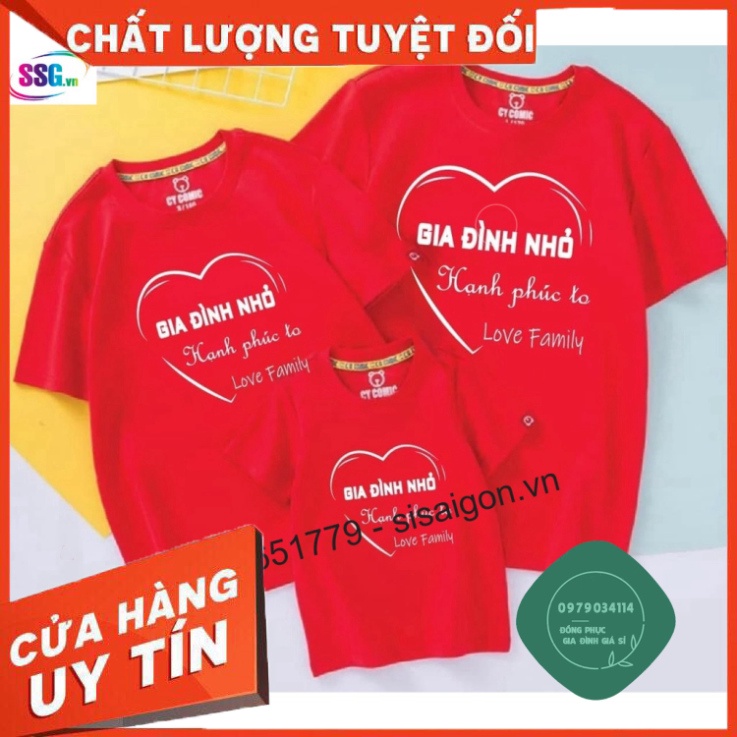 Áo thun giá sỉ Áo thun cotton nam nữ, áo gia đình in GIA ĐÌNH NHỎ HẠNH PHÚC TO dày dặn, co giãn tốt