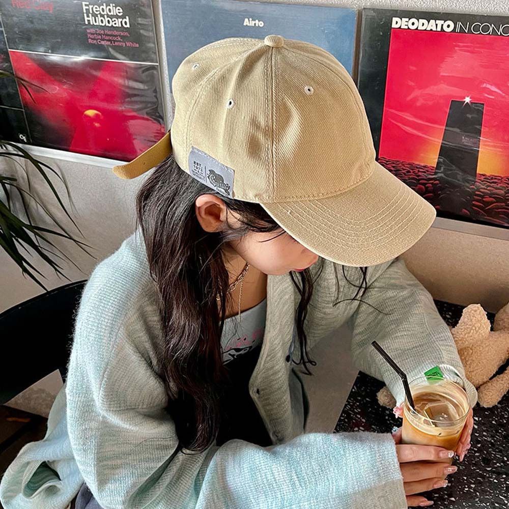 Mũ lưỡi trai màu trơn thêu chữ phong cách Hàn Quốc thời trang cho cặp đôi
