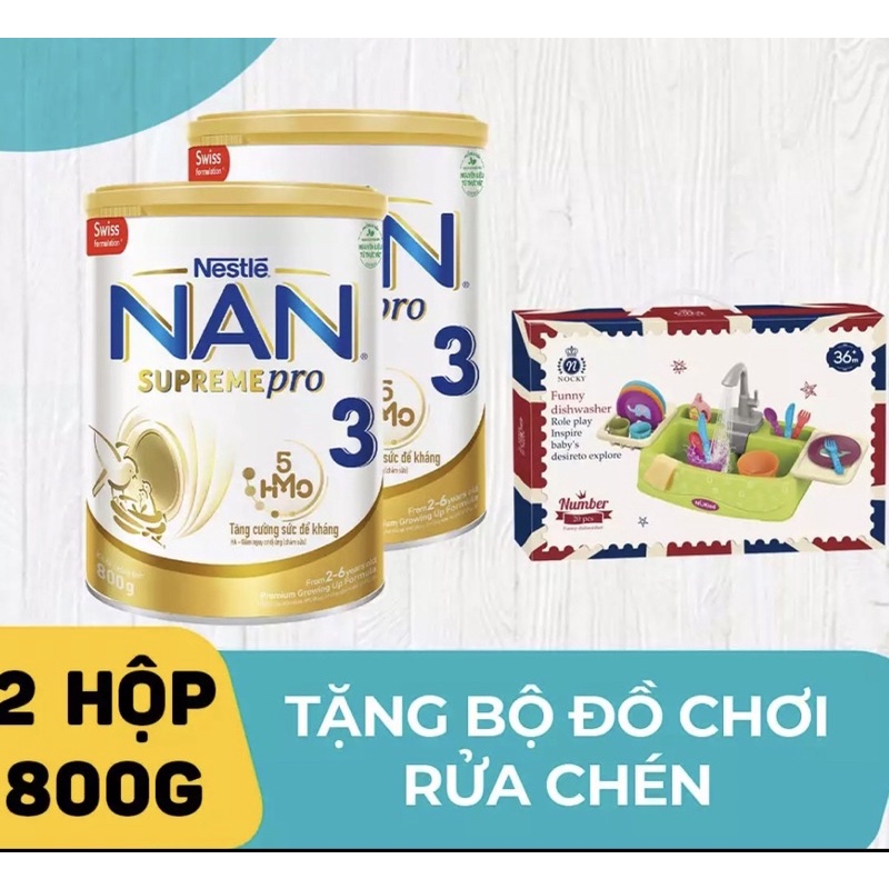 bộ 2 lon sữa bột Nestle Nan SupremePro 800g chọn quà