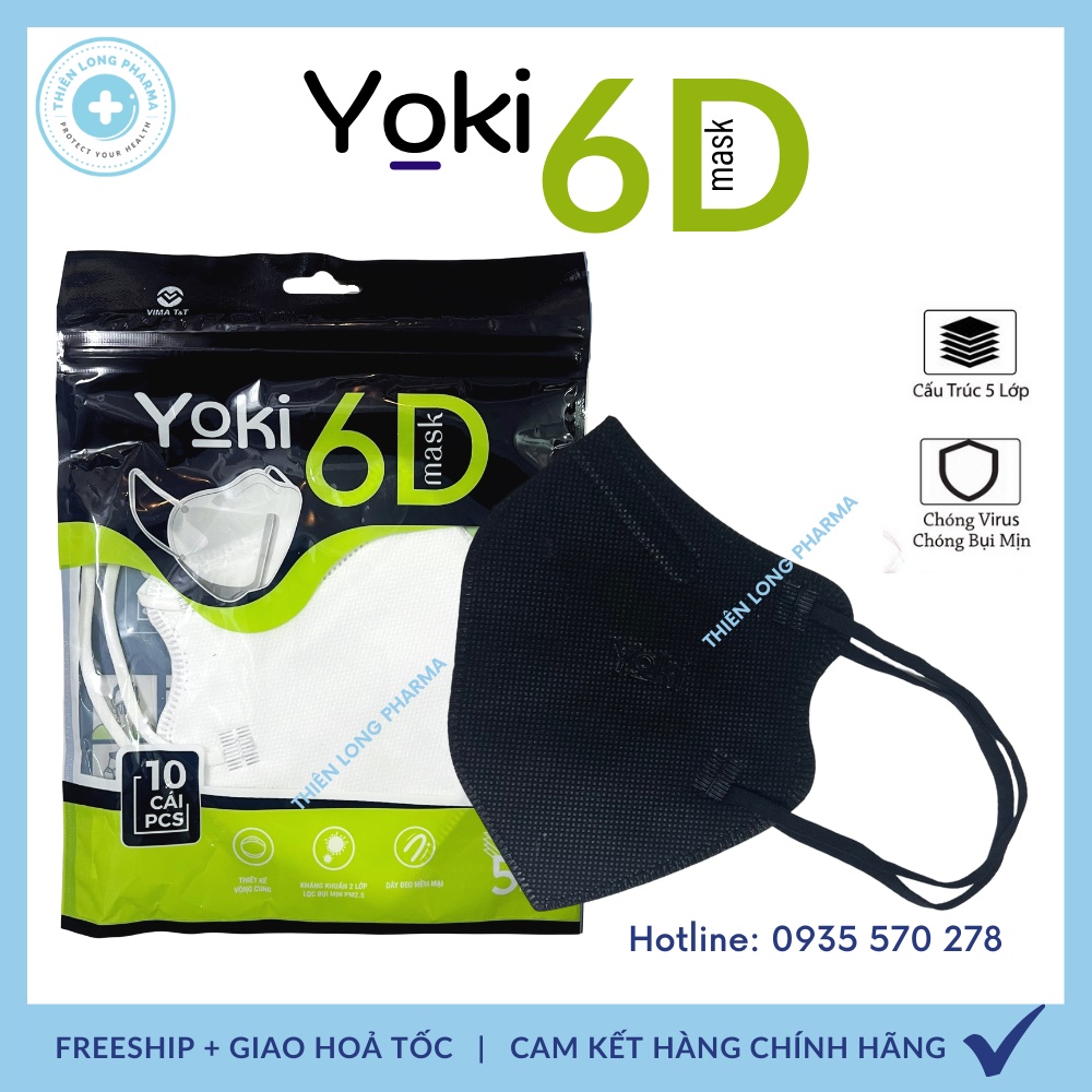 Khẩu Trang 6D Yoki 5 Lớp Dày Chống Bụi Mịn 2.5PM Hàng Công Ty