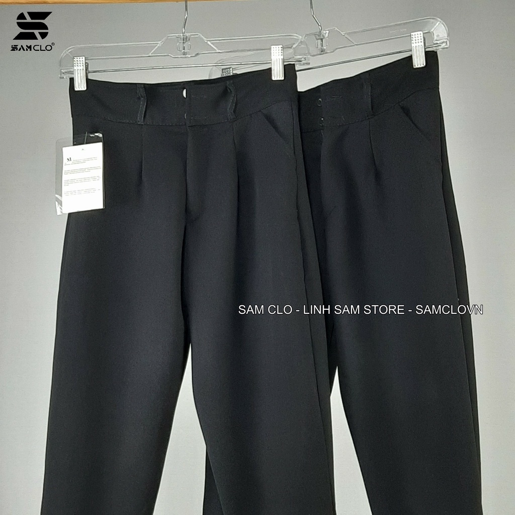 Quần tây đi học nữ cạp cao dáng suông ỐNG ÔM 2 nút