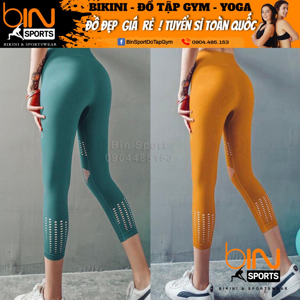 Quần Tập Gym Nữ Dệt Kim Đục Lỗ Quảng Châu Cao Cấp Bin Sports Q058