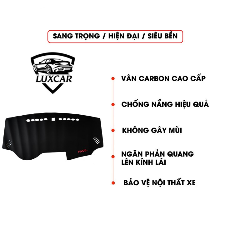 Thảm Taplo Da Carbon xe VINFAST FADIL - Chống nóng, bảo vệ Taplo LUXCAR