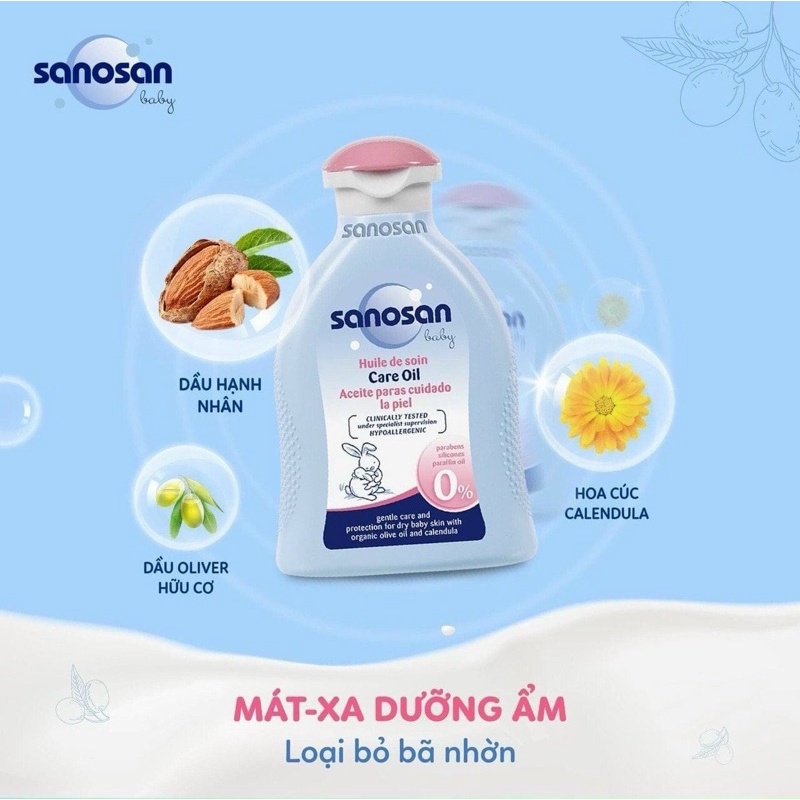 Dầu mát xa Sanosan chiết xuất olive hữu cơ 0m+ 200ml