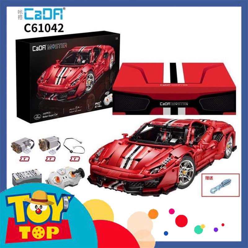 Bộ lắp ráp ô tô ghép Technic siêu xe hơi Ferrari Pista phong cách Ý full động cơ điều khiển xếp hình Cada 61042