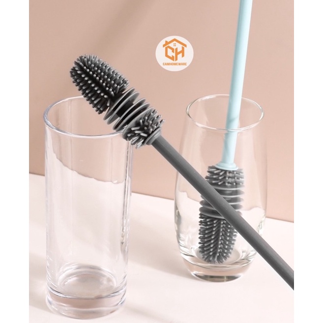 Cây Cọ Rửa Ly Cốc Bằng Silicon Cán Dài Siêu Bền, Chống Ẩm Mốc Cam Homeware
