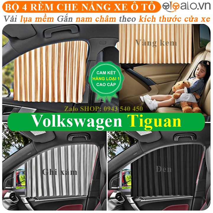 Rèm che nắng ô tô Volkswagen Tiguan Vải lụa mềm gắn nam châm Cao Cấp - OTOALO