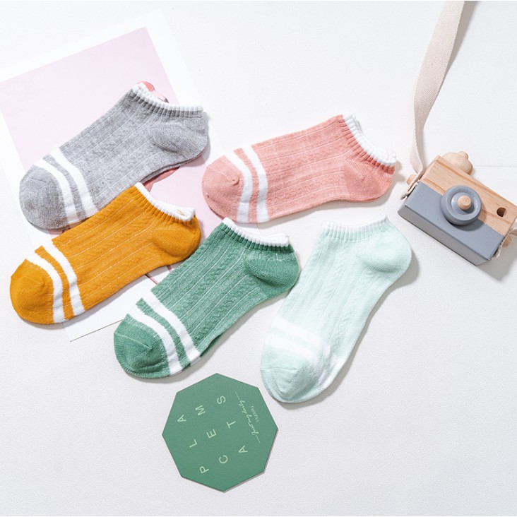 Set 10 Đôi Tất Nữ Ngắn Cổ 2 Sọc Siêu Hot