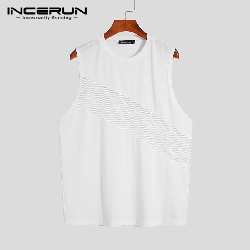 Áo ba lỗ INCERUN cho nam phối lưới xuyên thấu