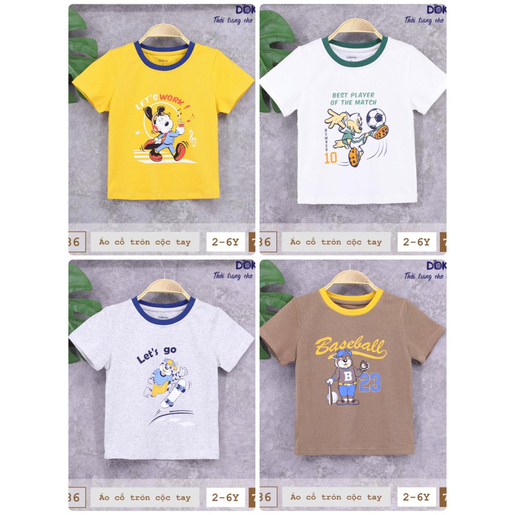 (2-6Y) Áo cộc tay cổ tròn cotton - DOKMA