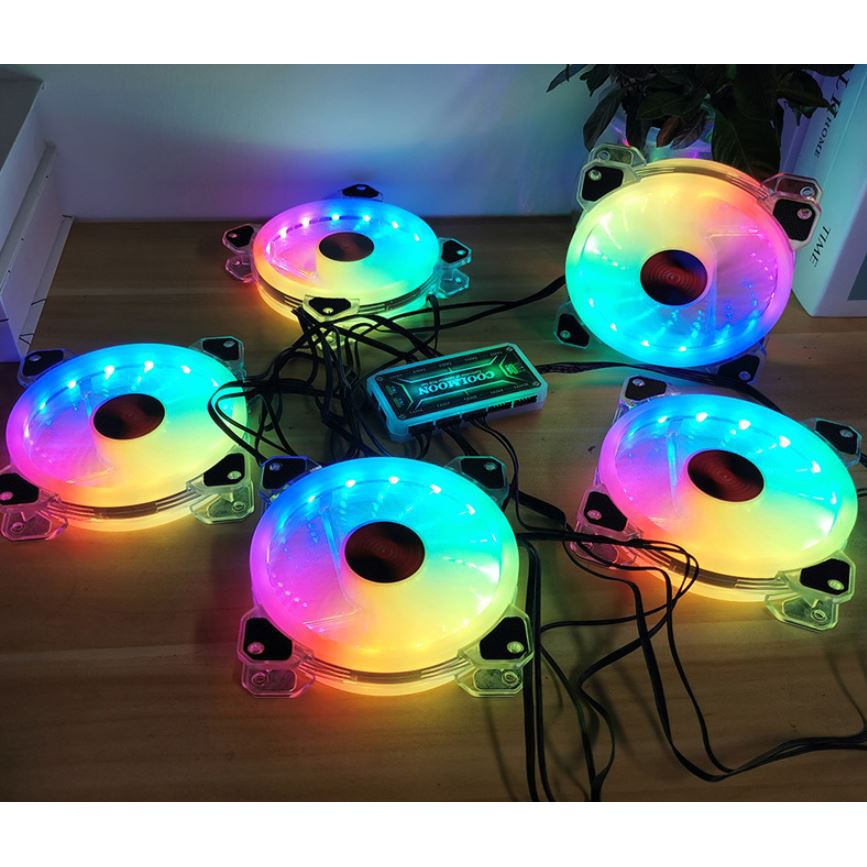 Quạt Tản Nhiệt, Fan Led RGB Coolmoon X2, 16 Triệu Màu, 366 Hiệu Ứng - Đồng Bộ Hub