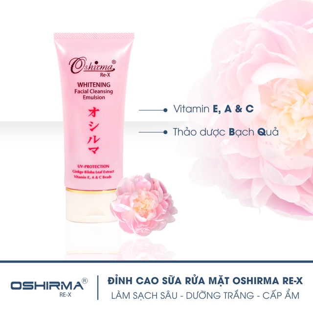 Sữa rửa mặt sáng da thảo dược bạch quả Oshirma Re X 60ml