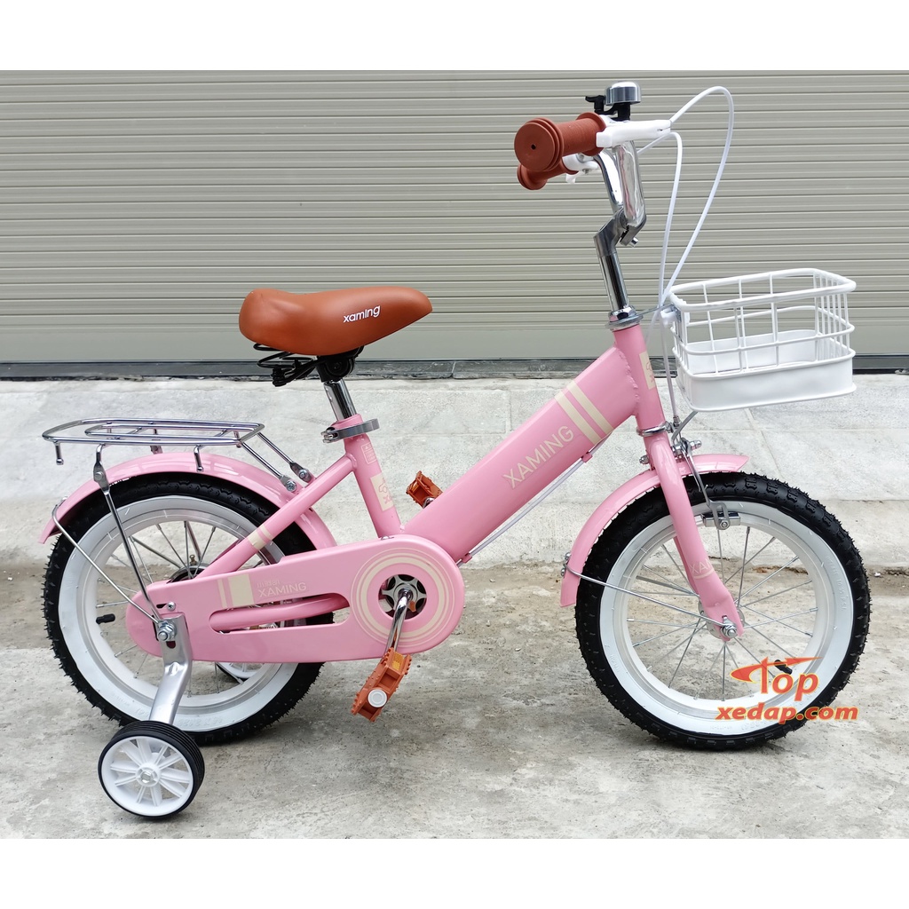 xe đạp trẻ em 12inch xaming cho bé gái 2_4 tuổi màu hồng, lắp ráp hoàn thiện