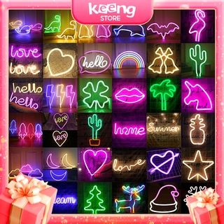 Đèn Led Neon Để Bàn Trang Trí Decor phòng ngủ cute ánh sáng lung linh với nhiều hình KEENGSTORE ledneon
