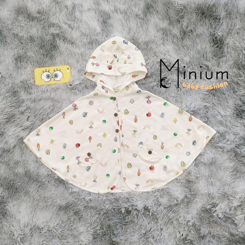 Áo choàng chống nắng cho bé trai, bé gái, áo cánh dơi ponchoni, áo choàng cho bé chất liêu cotton(size 0-6 tuổi)- Minium