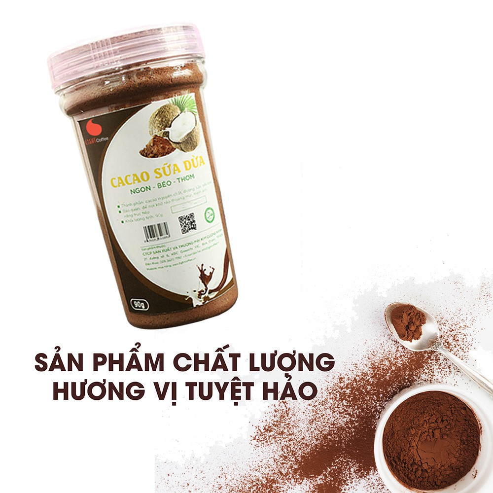 Combo 2 hũ (90g/hũ) Bột cacao sữa Dừa vị đậm đà, thơm ngon từ nhà sản xuất Light Coffee