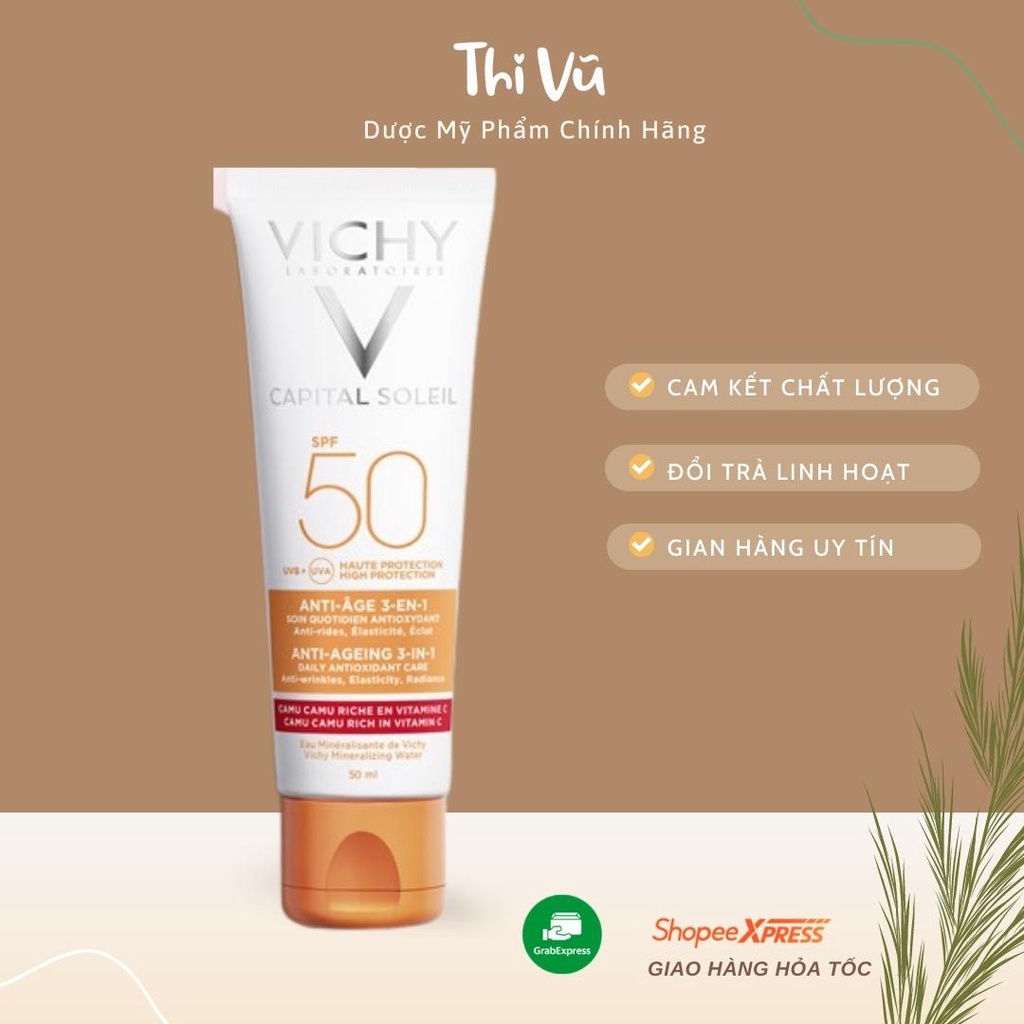 Kem chống nắng Vichy Capital Soleil Anti age 3 en 1, kem chống nắng chỗng lão hóa - Thi Vũ