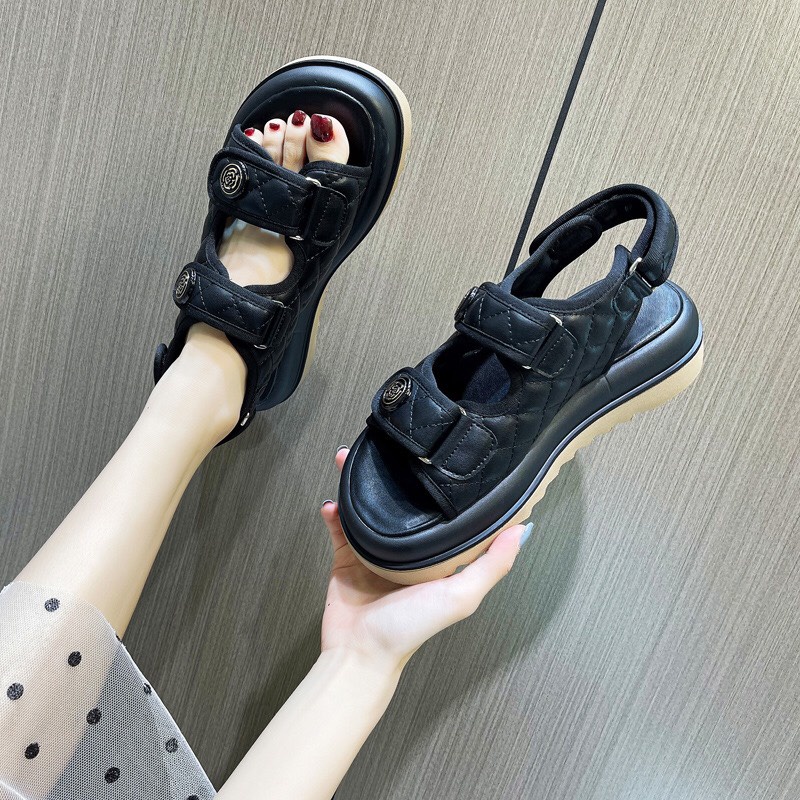( Loại 1 ) Sandal nữ đế độn răng cưa quai Chám học sinh cực đẹp