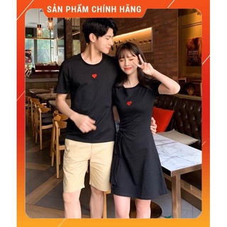 Set đầm thun cổ tròn rút dây một bên eo giá rẻ