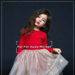 Váy cotton chân voan họa tiết sao nhiều tầng bồng bềnh