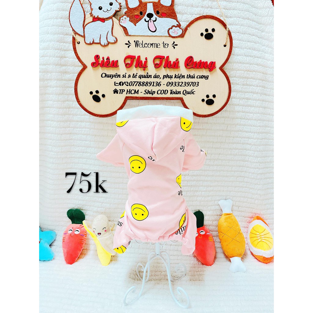 ❌HOT HOT❌ áo ngủ 4 chân dành cho chó mèo hoạ tiết mặc cười, hàng cao cấp