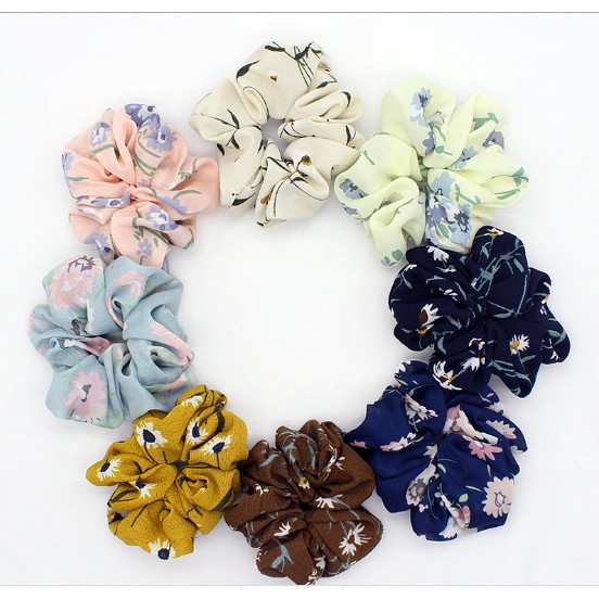 Dây buộc tóc/cột tóc vải scrunchies vintage siêu đẹp