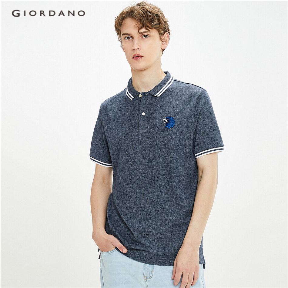Áo thun GIORDANO cổ polo tay ngắn thêu họa tiết 13010218 | BigBuy360 - bigbuy360.vn