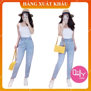  Quần bò nữ cạp chun bèo - Quần jean baggy nữ cạp chun bèo ôm vòng eo - Dolyfashion 