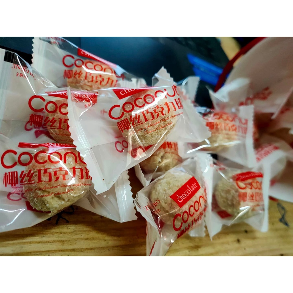[ Giòn ngon - Sale ] Kẹo Viên Socola trắng phủ dừa bào sợi hộp 182gr