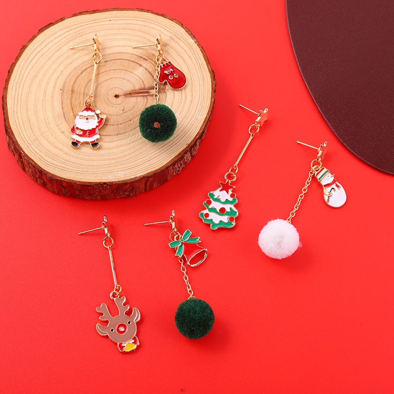 Bông tai dáng dài hình cây thông đính đá phối tua rua thời trang cho nữ