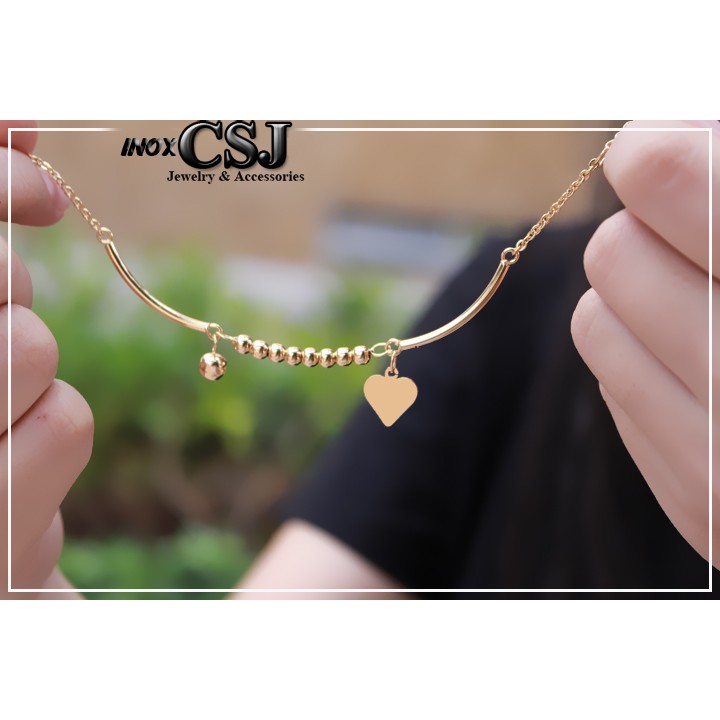 Lắc tay bi tròn gắn trái tim xinh xắn