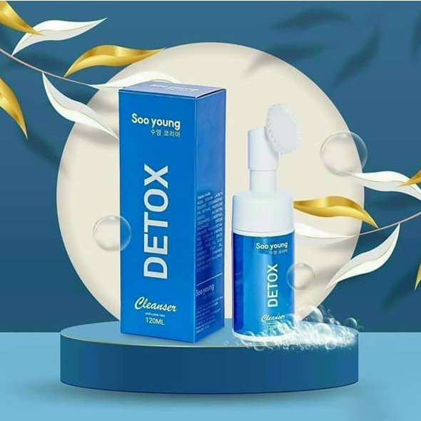 Sữa rửa mặt detox Soo young Hàn Quốc 130ml đầu cọ silicon siêu mịn mền mại thanh lọc thải độc se khít lỗ chân lông