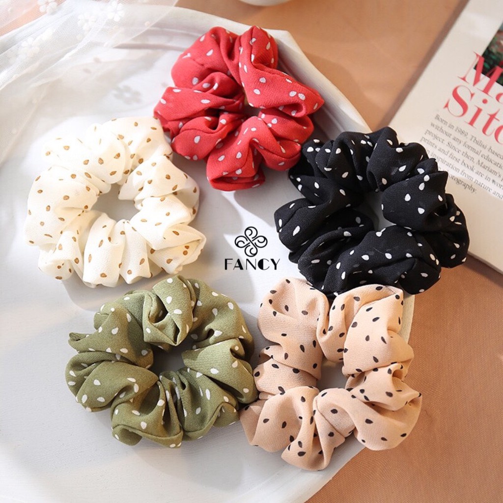 Cột tóc srunchies chấm bi dễ thương (C078)