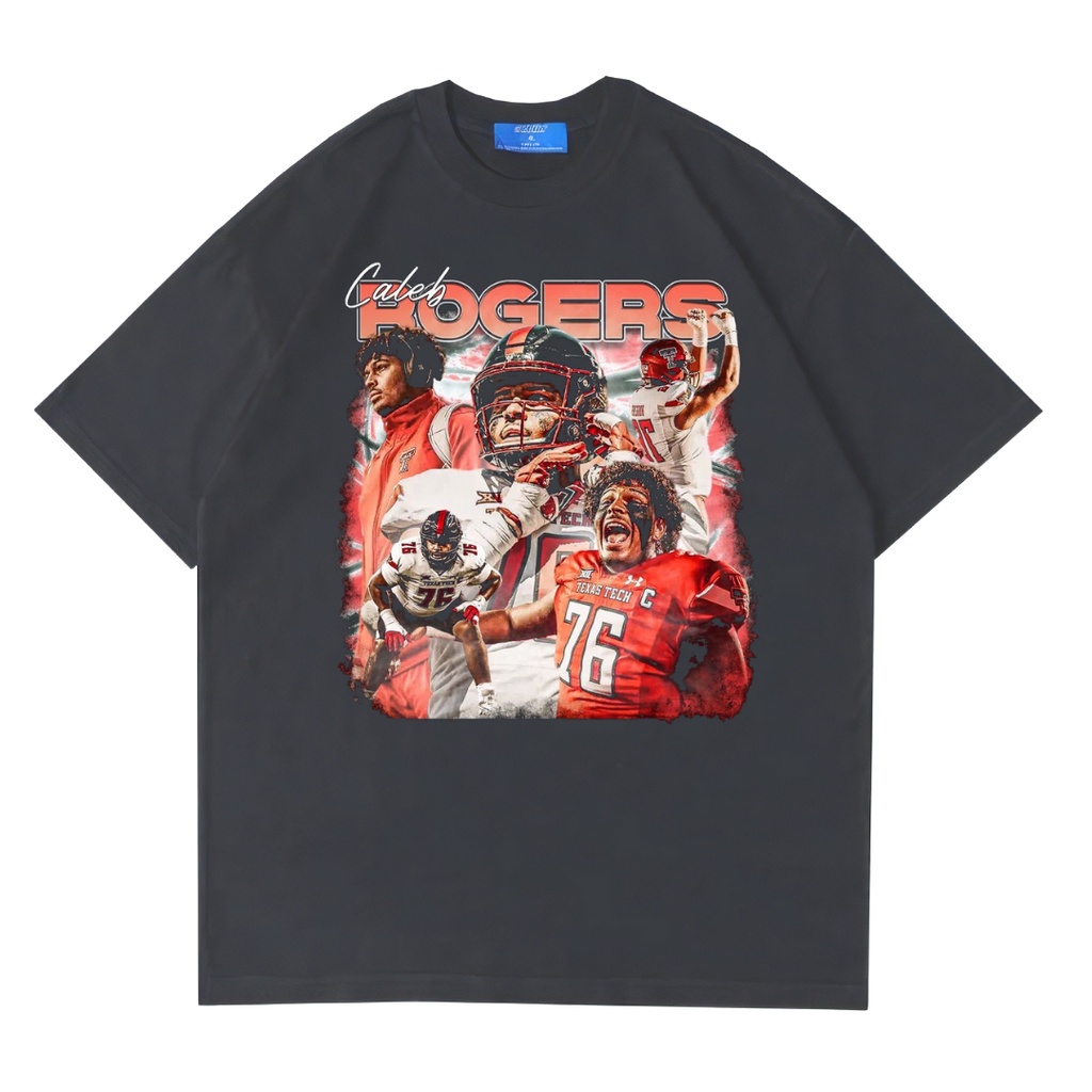 Áo Thun Oversized Tâm Lý "Caleb Rogers" | Màu Xám Đậm | Áo Thun Caleb Rogers | Áo Bóng Đá Mỹ | Áo Thun Oversize | Phong Cách Cổ Điển | Áo