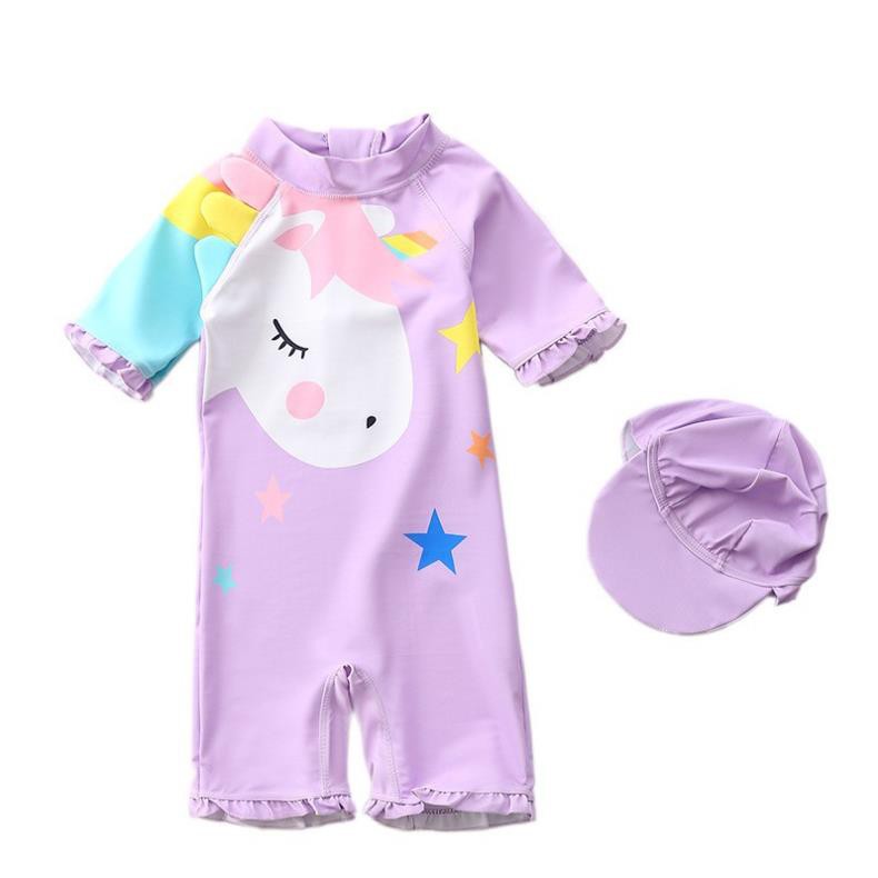 Đồ Bơi Bé Gái Kèm Mũ Unicorn Ngựa Cầu Vồng Màu Ngọt Siêu Đáng Yêu - HAPY SW512