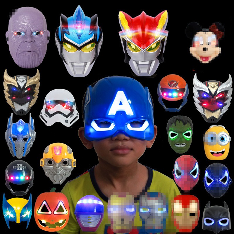 MẶT NẠ Phát Sáng đội trưởng Mỹ Avengers biệt đội siêu anh hùng Iron man, Spider man, Captain America,Batman, H