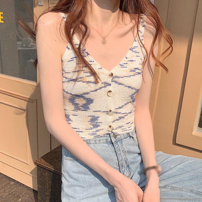 Áo Tank Top Dệt Kim Thiết Kế Quyến Rũ Cho Nữ