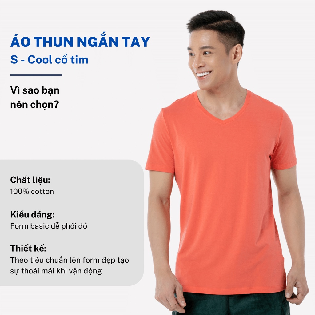 Áo thun nam cổ tim CIZA vải cotton co giãn mặc thoáng mát thấm hút mồ hôi size S M L XL ATNY01