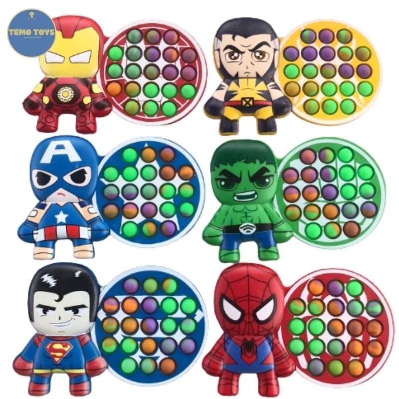 PopIt Fidget Toy, Đồ Chơi Pop It Siêu Nhân Bấm Nút Bóp Bóng Thông Minh Giảm Stress, Căng Thẳng Bằng Silicon An Toàn Temo