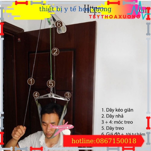 Dụng Cụ Kéo Giãn Cột Sống Cổ Thoát Vị Đĩa Đệm Cột Sống Cổ - Đai Treo Cổ