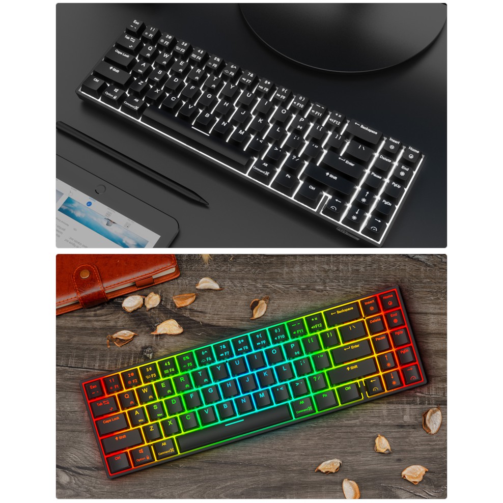 Bàn phím cơ RK71 PRO GAMING RGB Bluetooth không dây nhỏ gọn, Led nền RGB cực đẹp