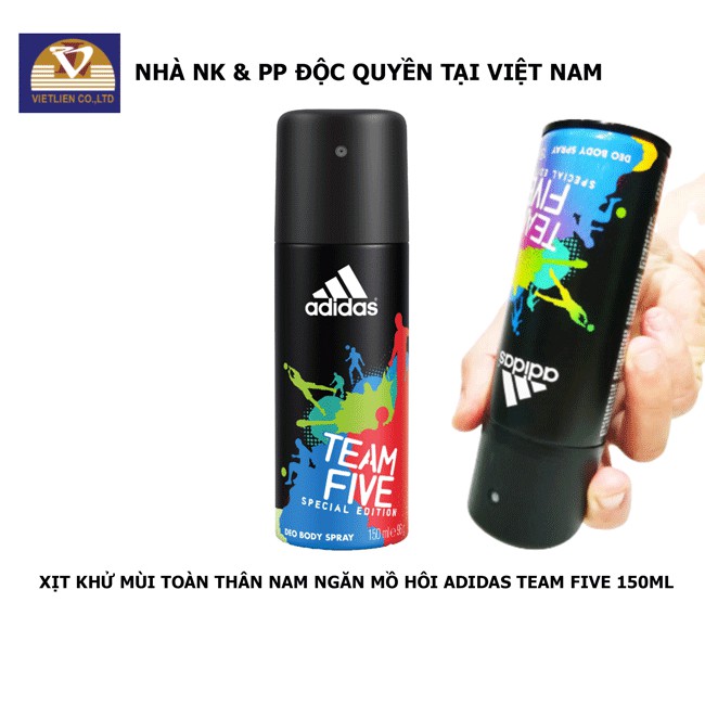 Xịt Khử Mùi Toàn Thân Nam Adidas Team Five 150ml - Hàng chính hãng