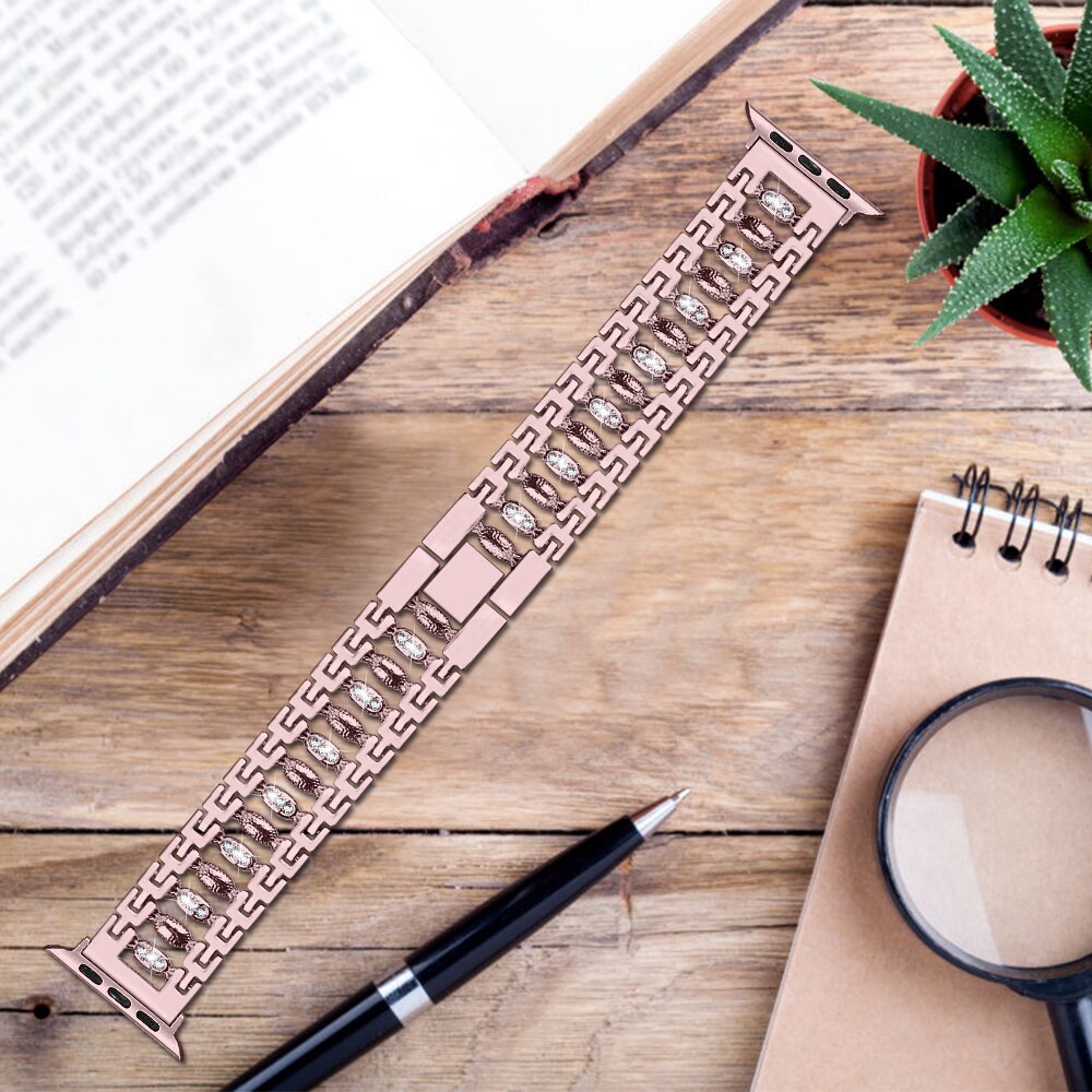 Dây đeo đính kim cương giả thích hợp cho đồng hồ thông minh Apple Watch 6 5 4 38mm 42mm 40mm 44mm Series 6 5 4 3