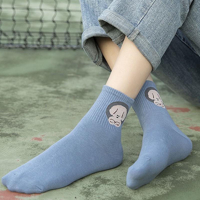 Women Autumn Cartoon Animal Solid Color Mid Socks | BigBuy360 - bigbuy360.vn